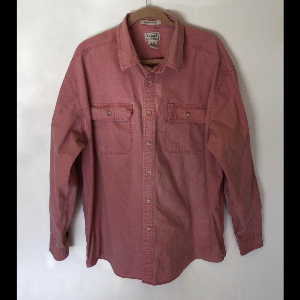 LL Bean Heavy Cotton Button Up Long Sleeve Shirt Men’s XLarge
